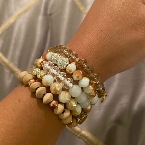 Embellish bracelet stack of 5 - warm tones.